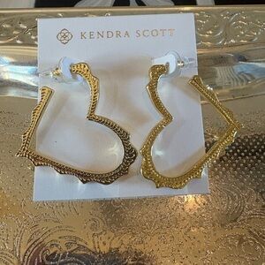 Kendra‎ Scott Gold Textured Hoop Earrings